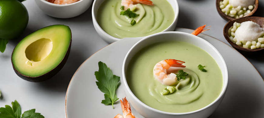 RECETA DE VERANO CON Thermomix® : CREMA FRIA DE AGUACATE CON GAMBAS AL VAROMA.