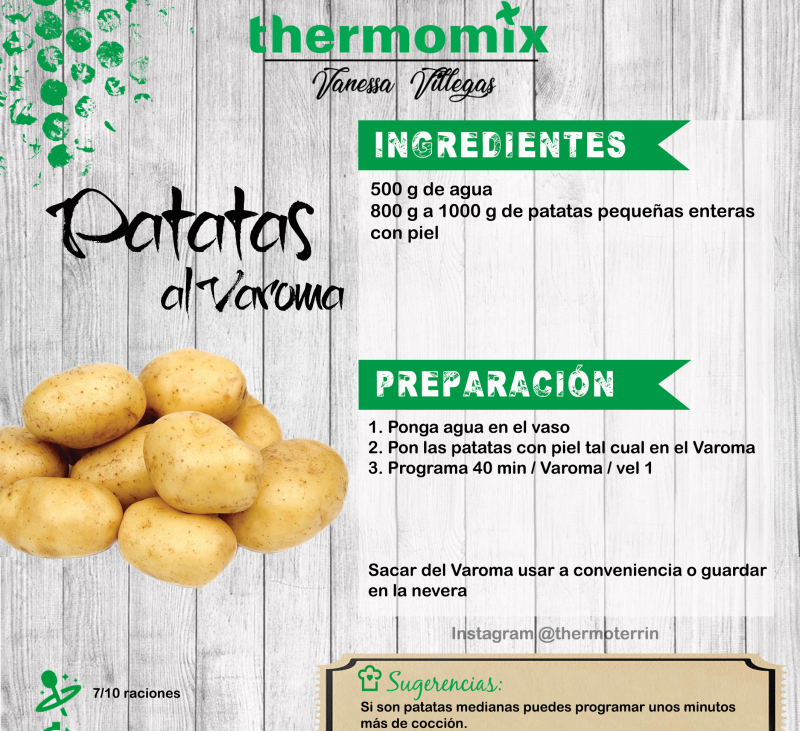 Receta Thermomix® - Patatas enteras al Vapor en Varoma - batchcooking