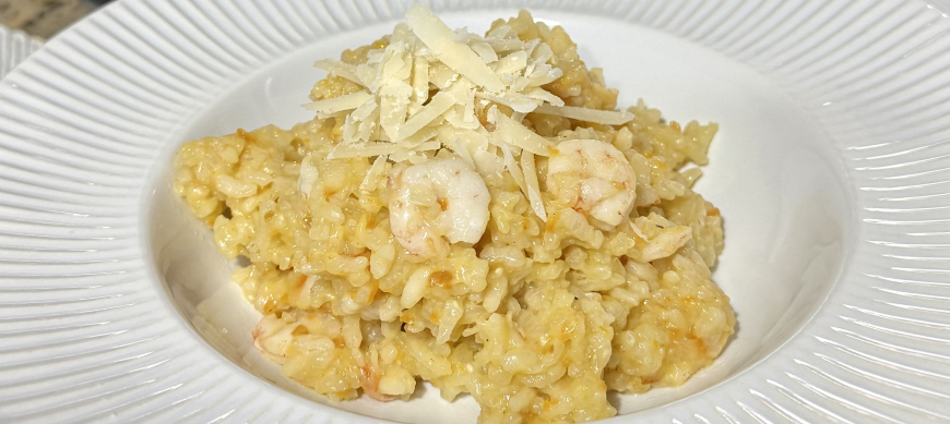Risotto de Zanahoria y Gambas