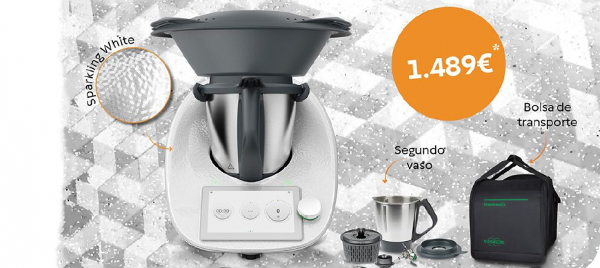 ELIGE Thermomix® !! Cambia tu forma de cocinar con TM6 Sparkling White + segundo vaso + Bolsa de transporte