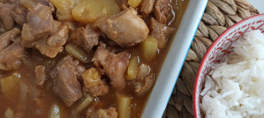 Receta de pavo con piña en tres pasos hecha en Thermomix® 
