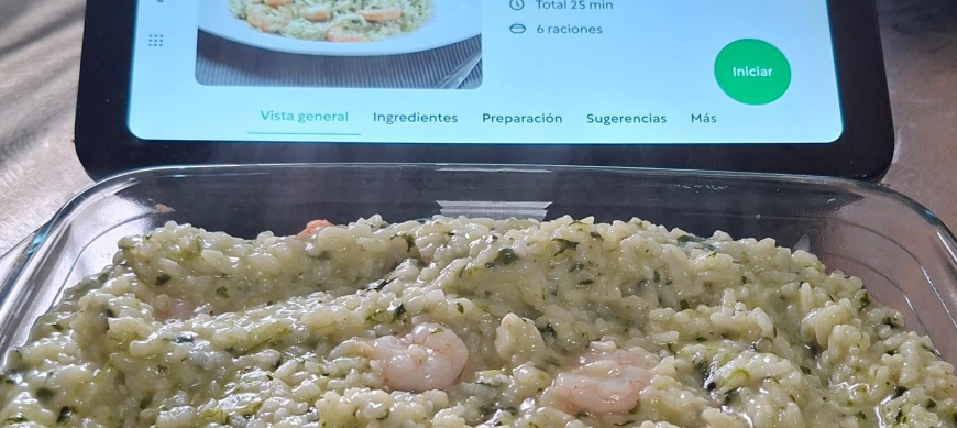 RISOTTO CON ESPINACAS Y GAMBAS CON Thermomix® EN RIBERA DEL FRESNO