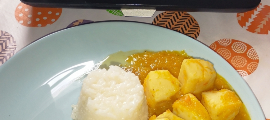 SEPIA EN SALSA DE VERDURAS CON GUARNICIÓN DE ARROZ CON Thermomix® EN RIBERA DEL FRESNO