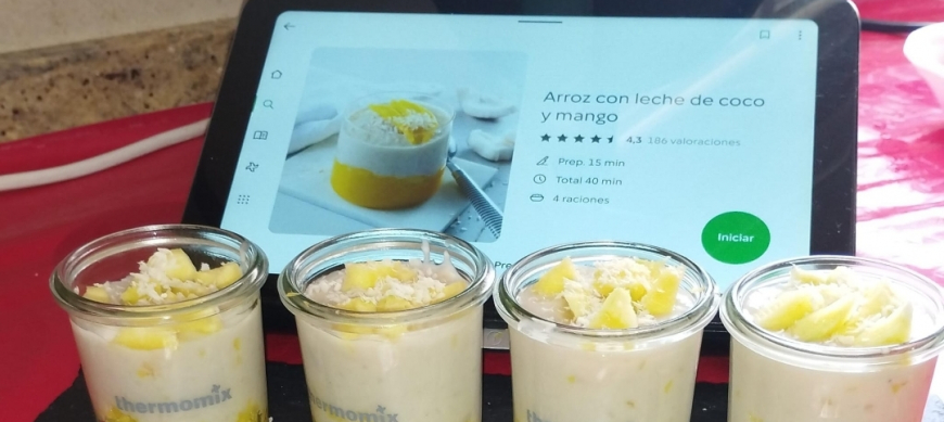ARROZ CON LECHE DE COCO Y MANGO CON Thermomix® EN RIBERA DEL FRESNO