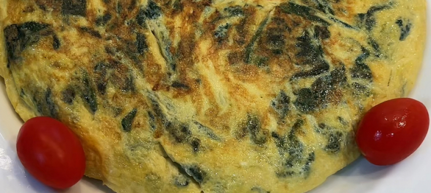 tortilla de espinacas con jamón de pavo