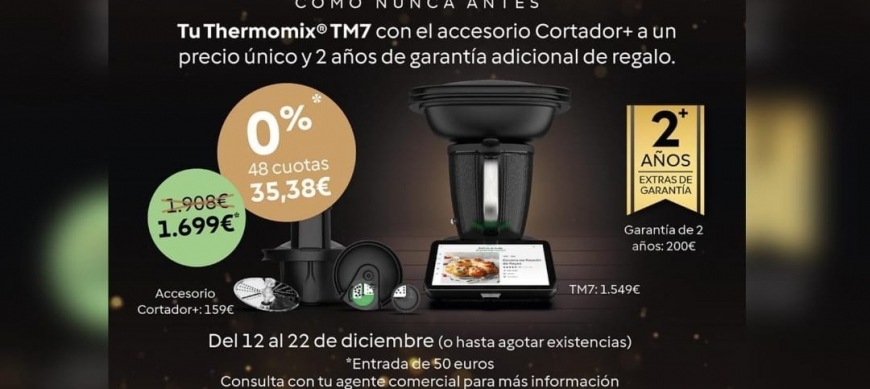 Compra Thermomix&reg; Tm7 SIN INTERESES más accesorio cortador más dos años extra de garantía