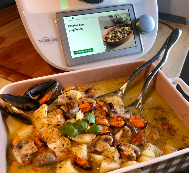 Mejillones con patatas, un buen plato con pocas calorías!