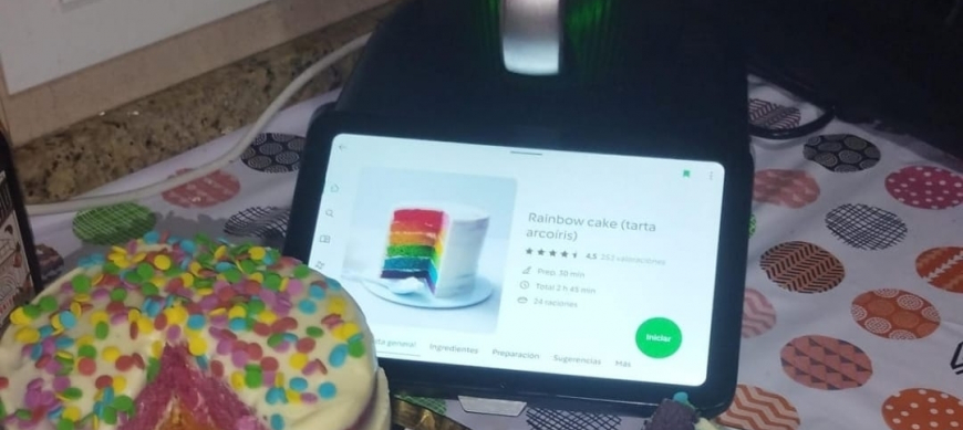 TARTA ARCOÍRIS CON Thermomix® EN RIBERA DEL FRESNO