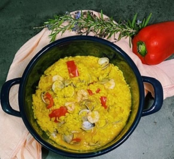 Arroz meloso con chirlas y gambas