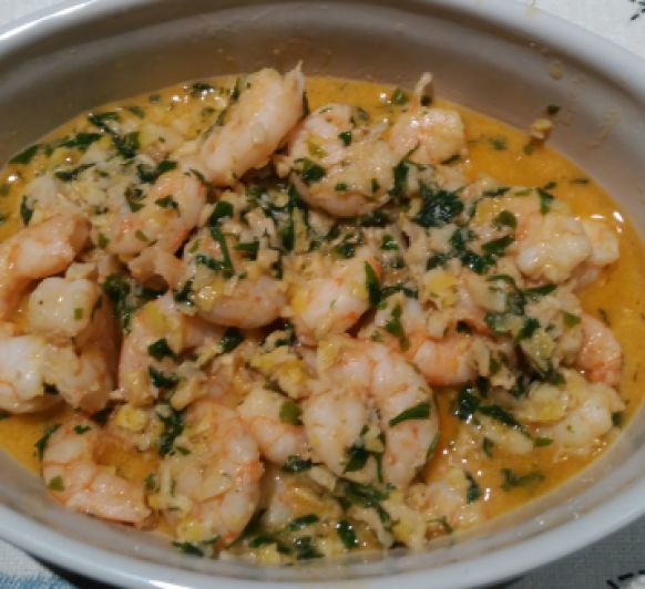 Langostinos con ajo y limon