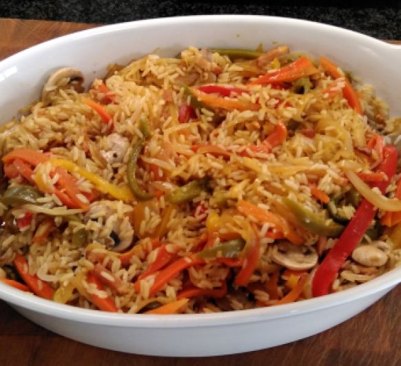 Arroz asiático con verduras