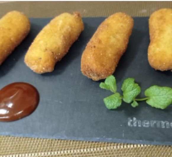 CROQUETA DE POLLO ASADO CON CURRY CON Thermomix® 