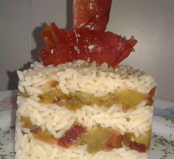 Timbal de Arroz Basmati con Berenjenas