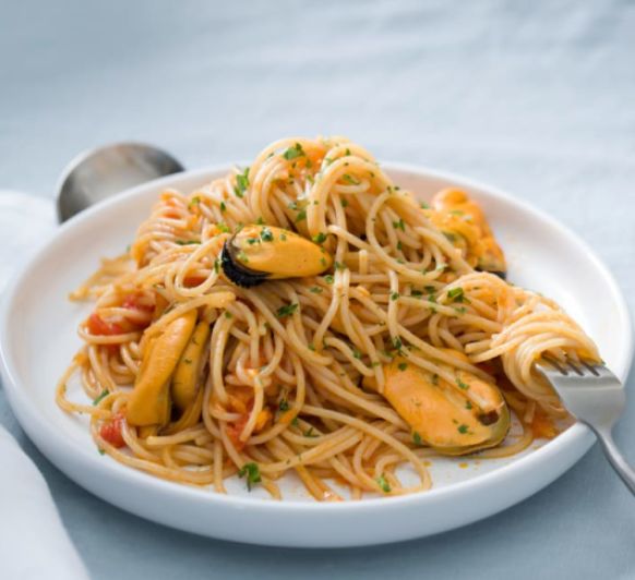 Espaguetis Integrales con mejillones