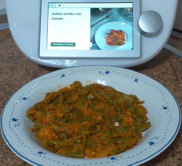 Judías verdes con tomate en Thermomix® 