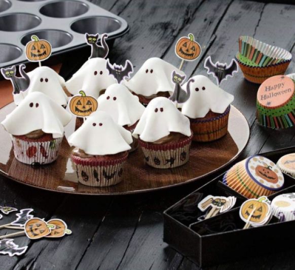 Cupcakes fantasmas-Halloween-Cookidoo