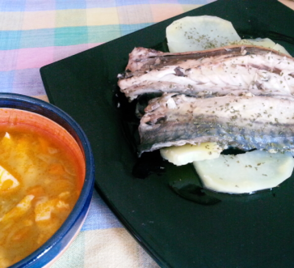 MENU_SOPA DE VERDURAS Y CABALLA CON PATATAS