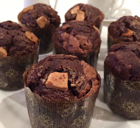 Muffins tres chocolates con Thermomix
