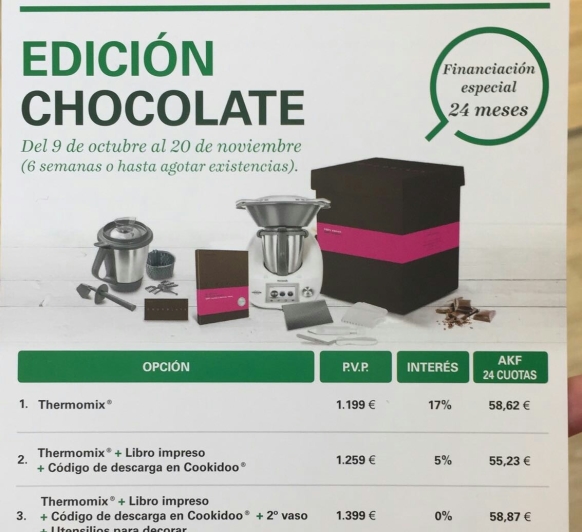 Thermomix® CON EDICIÓN DE CHOCOLATE Y CON UN 0 %DE INTERÉS. INCREÍBLEEEEE