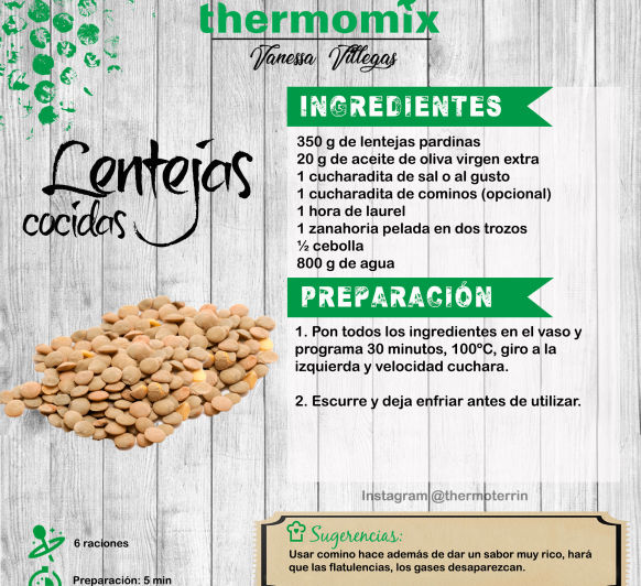 Receta Thermomix® - LENTEJAS COCIDAS - PARA HUMMUS, ENSALADAS