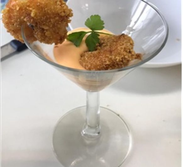 CRUJIENTE DE GAMBÓN CON MAYONESA DE MARISCO