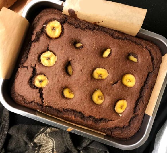 Brownie saludable de avena y plátano