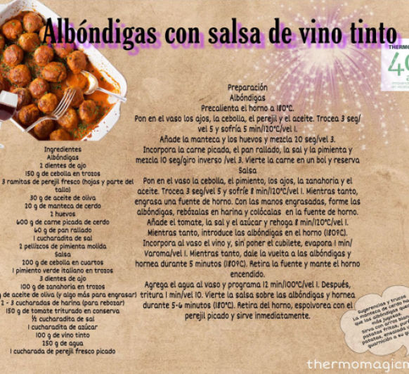 ALBÓNDIGAS CON SALSA DE VINO TINTO CON Thermomix® 